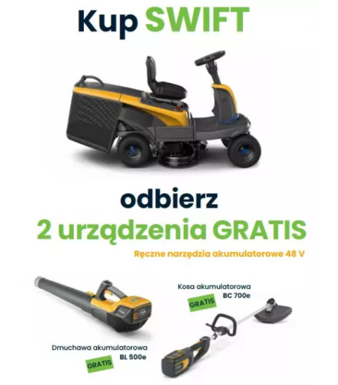 Zestaw promocyjny Traktor akumulatorowy STIGA Swift 372e 3x5 Ah + podwójna szybka ładowarka Zestaw promocyjny Traktor akumulatorowy STIGA Swift 372e 3x5 Ah + podwójna szybka ładowarka
